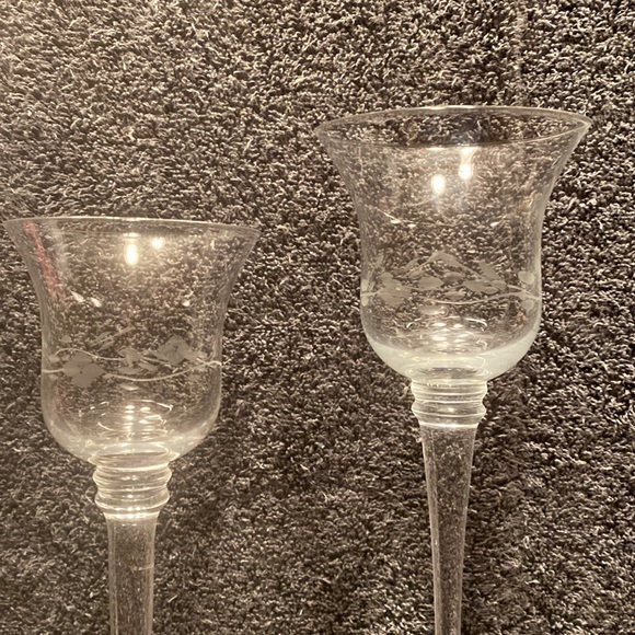 Two EUC Etched Glass Candle Holders - Picture 7 of 9
